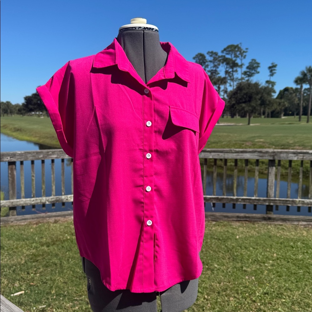 ⚡️NWOT⚡️SHEIN Fuchsia Blouse - Size L